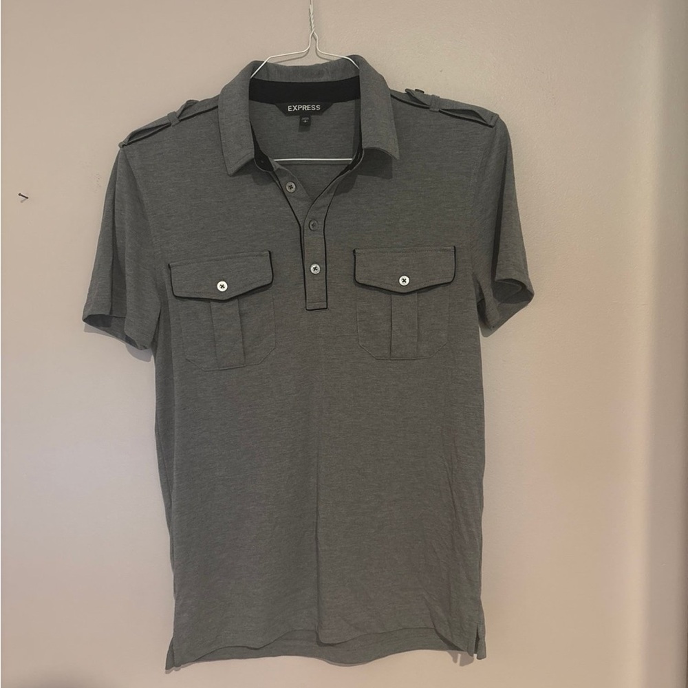 Express Men's Charcoal Polo Shirt